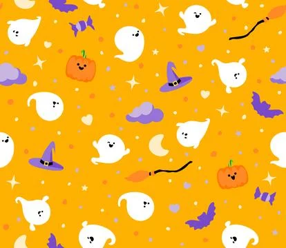 Cute Halloween Seamless Pattern Stock Illustration