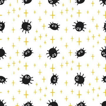 Cute Halloween seamless pattern with spiders. Trick or treat background. Vector Illustrazione stock