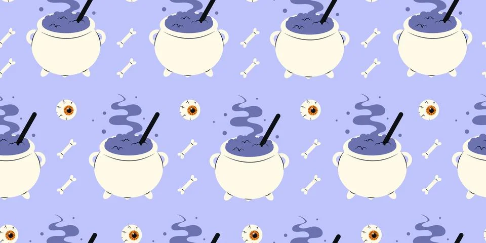 Cute Halloween seamless pattern with witchs 스톡 일러스트
