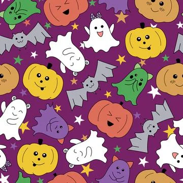 Cute Halloween Seamless vector pattern design illustration Stock Illustration