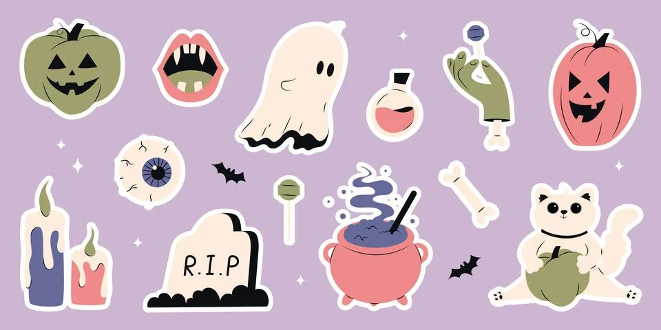 Cute Halloween set of different elements イラスト素材