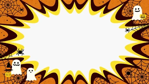 Cute Halloween Shockwave Frame Background Animation, Orange and Yellow 스톡 동영상 343607956