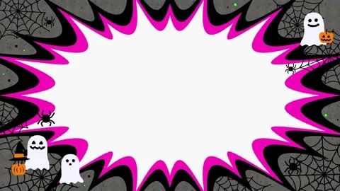 Cute Halloween Shockwave Frame Background Animation, Pink and Gray Видео 343607978