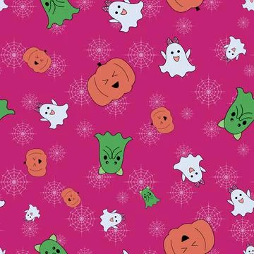 Cute Halloween theme vector repeat pattern design Stock Illustration