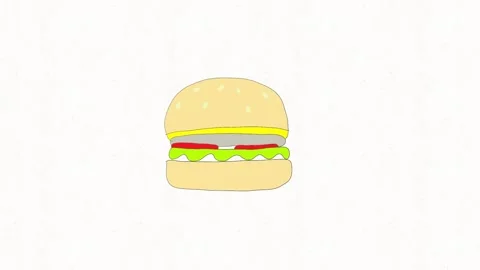 Cute Hamburger Doodle Animation Stock Footage 338000234