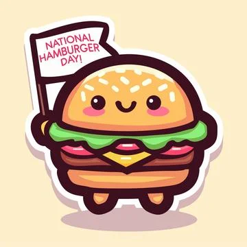 Cute Hamburger Mascot Cartoon Vector Stock Illustration
