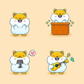 Cute hamster cartoon set Stock Illustration