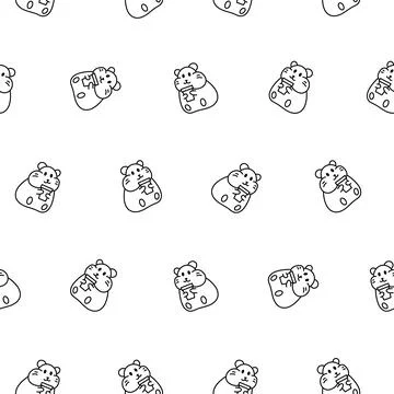 Cute hamster. Seamless pattern. Coloring Page. Stock Illustration