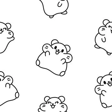 Cute hamster. Seamless pattern. Coloring Page. Stock Illustration