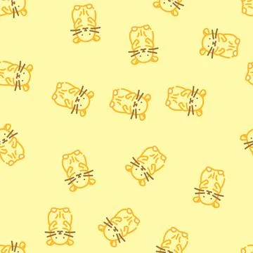 Cute hamster sitting pet vector seamless pattern Stock Illustration