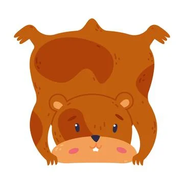 Cute hamster standing upside down, funny brown rodent pet animal cartoon vector Stock Illustration