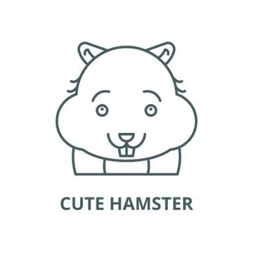 Cute hamster vector line icon, linear concept, outline sign, symbol Stock Illustration