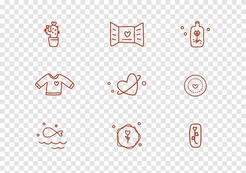 Cute hand draw cartoon  vector set for valentine on transparency background Stock Illustration