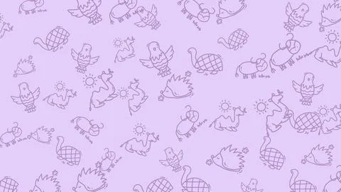 Cute Hand Drawn Animals Pattern Seamless Background. Stock Illustration