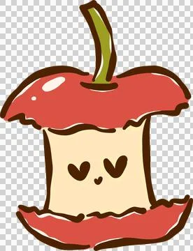 Cute Hand drawn Apple Core Illustration Stock Illustration