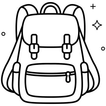 Cute hand drawn backpack line art doodle for travel and school. Ilustração Stock