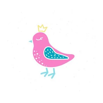 Cute hand drawn bird. Illustrazione stock