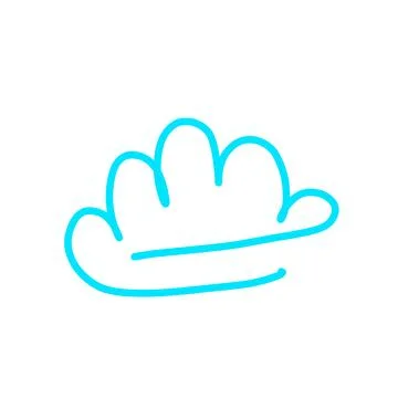 Cute Hand-Drawn Blue Cloud Doodle, Minimalist Sky Outline Stock Illustration