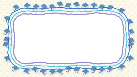 Cute Hand Drawn Border Frame Loop Animation with Stingray Doodles Stock Footage 346371897