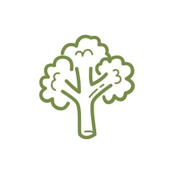 Cute hand drawn broccoli in minimal doodle style Stock Illustration