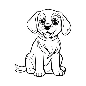 A cute hand drawn cartoon vector illustration of a smiling puppy, perfect f.. 库存插图