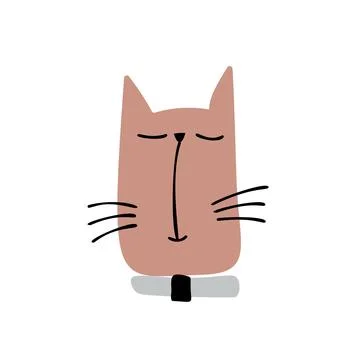 Cute hand drawn Cat face Character Vector Design. Scandinavian illustration Stock Illustration