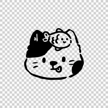 Cute hand drawn cat sticker character design Stock Illustration