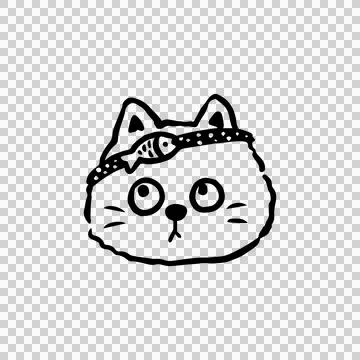 Cute hand drawn cat sticker character vector Stock Illustration