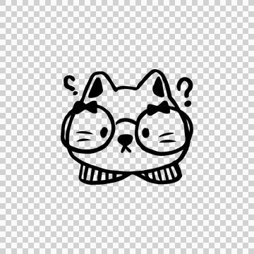 Cute hand drawn cat sticker character clipart Stock Illustration