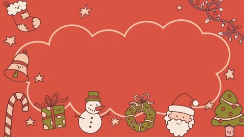 Cute Hand Drawn Christmas Frame with Santa and Doodle Characters Vídeo Stock 320274256