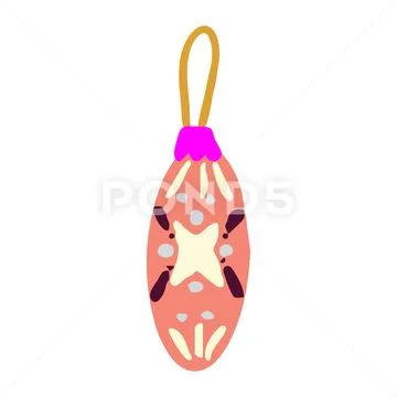 Cute hand drawn coral ball Christmas tree decor Stock Illustration