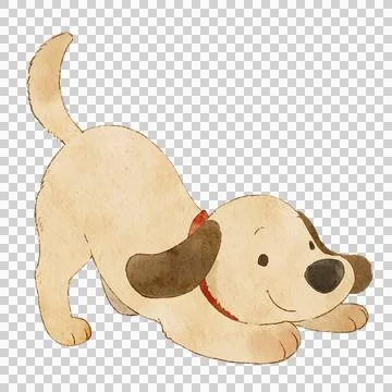Cute hand drawn curious dog in watercolor Stock Illustration