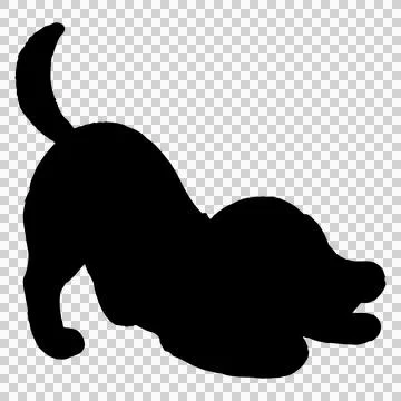 Cute hand drawn curious dog in silhouette Stock Illustration