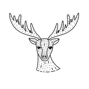 Cute hand drawn deer isolated on white vector illustration. Adorable animal p Stock Illustration