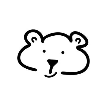 Cute hand drawn doodle simple hamster face icon. Isolated on white background Stock Illustration