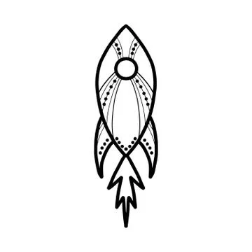 Cute hand drawn doodle simple rocket icon. Isolated on white background. Vect Stock Illustration