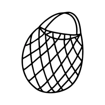 Cute hand drawn doodle string cotton eco bag . Isolated on white background.  Stock Illustration