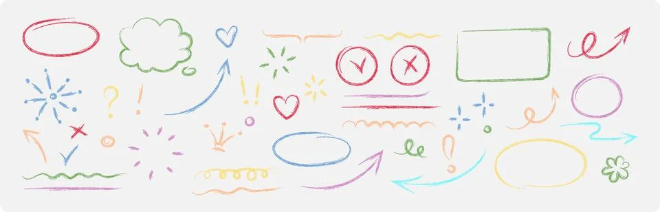 Cute hand drawn doodle vector set, Hand drawn doodle sketch style circle Stock Illustration