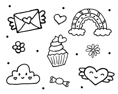 Cute hand drawn doodles Stock Illustration