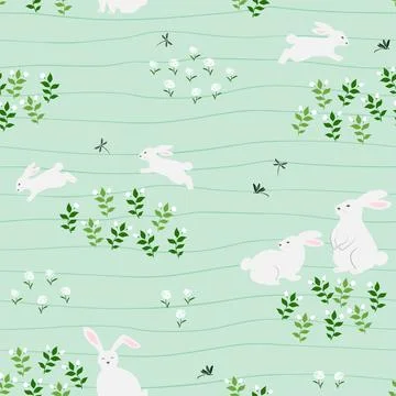 Cute hand drawn easter bunnies seamless pattern for decorative,kid product,.. Stock Illustration