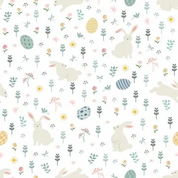 Cute hand drawn easter bunnies seamless pattern for decorative,kid product,.. Stockillustratie