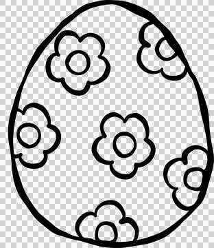 Cute Hand drawn Easter Egg Outline With Flower Daisy Pattern Stock Illustration