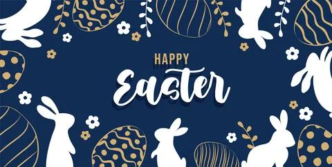 Cute hand drawn easter eggs and bunnies , fun garland, great for textiles, ba Stock Illustration