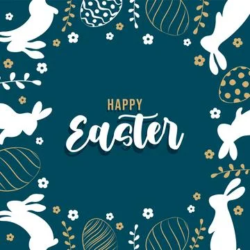 Cute hand drawn easter eggs and bunnies , fun garland, great for textiles, ba Stock Illustration