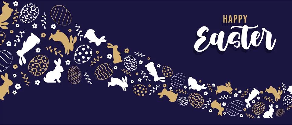 Cute hand drawn easter eggs and bunnies , fun garland, great for textiles, ba Stock Illustration