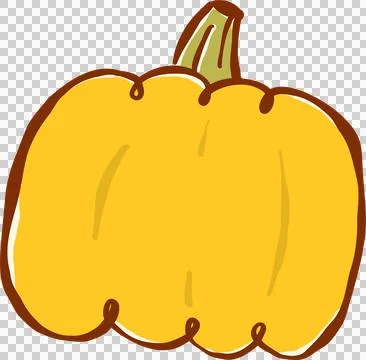Cute Hand Drawn Fall Yellow Pumpkin Illustration Stock Illustration