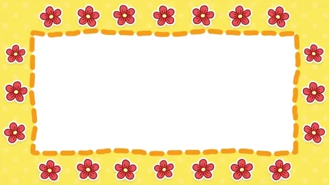 Cute Hand Drawn Floral Border Frame Animated Loop Stock Footage 345118091
