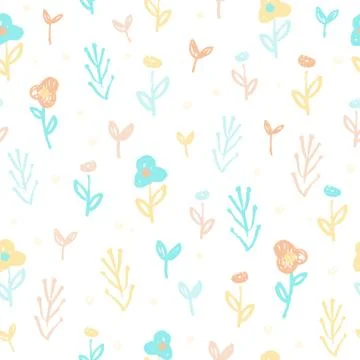 Cute hand drawn floral pattern. Stock Illustration