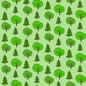 Cute hand drawn forest pattern Illustrazione stock