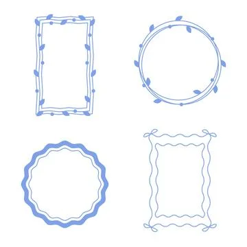 Cute hand drawn frames and borders set Illustrazione stock